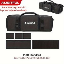 TEMU Ambitful Pb01 Professional Bag For Photography Equipment, 75cm Portable Case With Adjustable Dividers, Holds Stands & Triggers, Durable Polyester Fiber Construction, Black