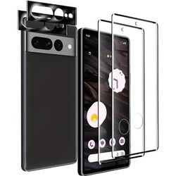TEMU 2-pack Tempered Glass Screen Protectors For Pixel 9/8/7/6, Lens Films, Glossy Finish, Scratch-resistant, Touch Sensitive, Fingerprint Unlocking, Bubble-free Installation