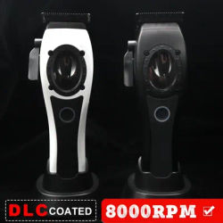 8000RPM Men's Hair Clipper DLC Blade with Base Charger with White cover Cordless Professional Hair Cutting Machine Hair Trimmer