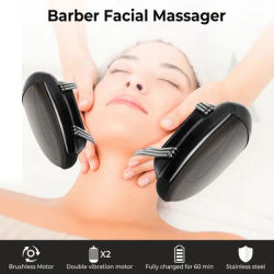 Professional Barberology Massager Cordless Handheld Heat Massager Metal Electric Vibrator Usb Charge Head Massage 2 Nodes