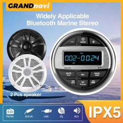 Radio Stéréo Marine Étanche avec Haut-Parleur, Bluetooth, FM, AM, Lecteur Audio MultiXXL Numérique pour Yacht, Jauge RL UTV, Montres, Chariot de Golf