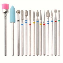 TEMU 14pcs Ablinsite Drill Bits Set, Professional Hypoallergenic Rotary Cuticle Remover Kit, Electric Manicure & Pedicure Tools For Acrylic & Gel Nails With Color-coded Tips, Nail Tech Supplies