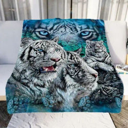 Couverture à motifs de tigre et de tigre blanc, couverture en flanelle d'animaux, housse de canapé confortable et paresseuse, drap de matelas Super doux