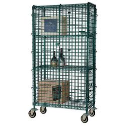 Focus FMSEC2460GN 60" Mobile Security Cage, 24"D, Green Epoxy, 60" x 24" x 63"
