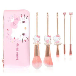 Sanrio Hello Kitty Makeup Brush, Makeup Brushes for Cheeks, Eye Cosmetic Foundation Brush, Christmas Gifts, 5Pcs