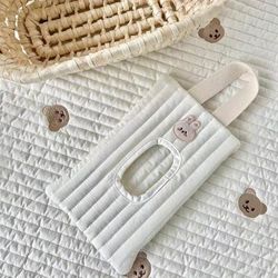 TEMU Cute Animal Design Portable Wet Tissue Holder With Flip Cover - Square Shape, Durable Other Material - Baby Stroller Tissue Bag