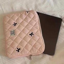 TEMU 1pc Laptop Bag Ballet Style Bow Embroidered Tablet Bag Suitable For 10/11 Inch Ipad 13/14 Inch Macbook .6 Inch Laptop Sleeve Bag