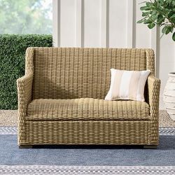 Montville Wicker Outdoor Outdoor Loveseat - Honey - Grandin Road