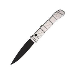 Piranha Knives Auto 21 Automatic Folding Knife 3.375in CPM S30V Black DLC Spear Point Blade Silver Aluminum Handle P-21ST