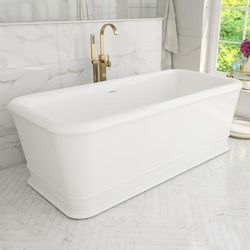 Randolph Morris 71 Inch Resin Double Ended Freestanding Tub - No Faucet Drillings - Gloss White RMBB14-GW