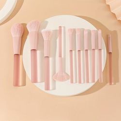 TEMU 10pcs Makeup Brush Set, Multifunctional Makeup Beauty Tool Combination For Loose Powder Blush Eyeshadow Concealer And More, Soft Bristles, Super Good Looking, Gift