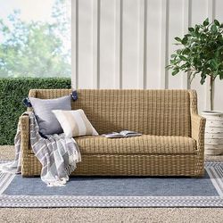 Montville Wicker Outdoor Outdoor Sofa - Honey - Grandin Road