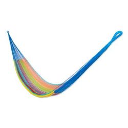 'Hand Crafted Multi-Color Striped Nylon Double-Sized Hammock'