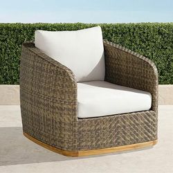 Santa Barbara Swivel Lounge Chair with Cushions in Desert Wicker - Standard, Terracotta - Frontgate