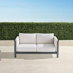Azores Loveseat with Cushions in Matte Black Aluminum - Rain Dune - Frontgate