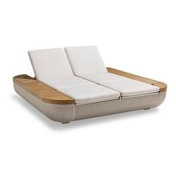 Hanalei Double Chaise Replacement Cushions - Standard, Rain Resort Stripe Cobalt - Frontgate