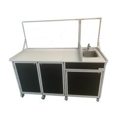Monsam Enterprises FSC-01 66" Food Cart w/ 10"D Sink & Sneeze Guard, 25" Sneezeguard, Swivel Casters, Specify