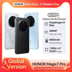 2025 New Arrivals HONOR Magic7 Pro Global Version 5G Smartphone Snapdragon 8 Elite 6.8'' 120Hz Display 100W SuperCharge IP69