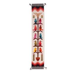 'Handwoven Wool Blend Bird-Themed Table Runner from Peru'