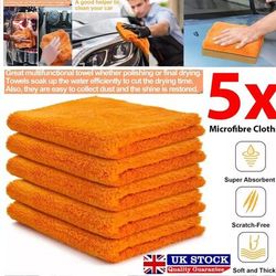 TEMU Microfibre Cloths - Pack Of 5, Ultra-plush Car Detailing Towels, -free & , Car Drying Towel Machine Washable Up To 500 Times