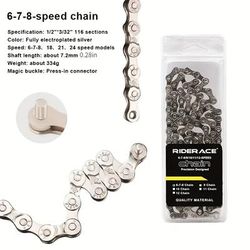 TEMU Stainless Chain For Mountain & Road Bikes - 116 , Fits 8-12 , Silvery Cycling Accessory, Bike Chain, Bicycle Chain, Mtb Accessories