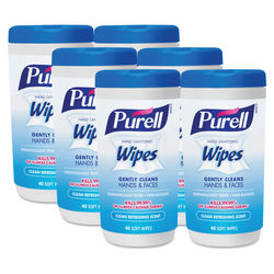 Purell Clean Scent Hand Sanitizing Wipes - White - Durable, Alcohol-Free - For Hand - 40 Quantity Per Canister - 6 / Carton