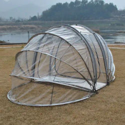Outdoor Clear Bubble Tent with 2 Transparent Shell, Nice Ventilation with 2 Big Doors, for Camping, Fishing, Relax