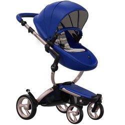 Mima 2019 Xari Complete Stroller, Rose Gold - Royal Blue / Autumn Stripes
