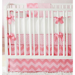 New Arrivals Zig Zag Pink Sugar 2 Piece Baby Crib Bedding Set