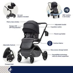 Maxi-Cosi Tana 360 + Peri 180 Rotating Infant Car Seat Travel System + Bassinet Bundle - Onyx Herita