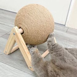 TEMU Sisal Ball Cat Scratching Board, Cat Hole Design, Support Board, Wear-resistant Cat Scratching Ball Rotated, Cat Scratching Ball, Of Boredom Toys,