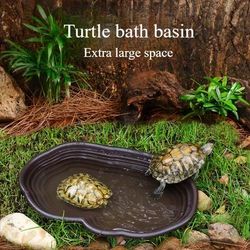 TEMU Extra Large Turtle Bathtub, Abs Resin, Stairs For , Home Pet Reptile Bathing Basin, Water - Turtle, Semi-aquatic Drinking And Soaking Dish, Terrarium Decor For Crawler Creatures