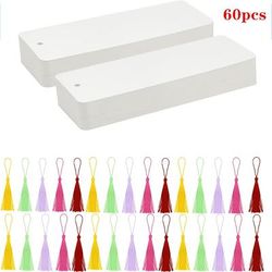 TEMU 60pcs Diy Watercolor Bookmark Set With - 300gsm Paper, Ideal For Hand Painting, Acrylic & Watercolor Crafts, Includes Blank Bookmarks & Assorted Tassels, Watercolor Painting Supplies