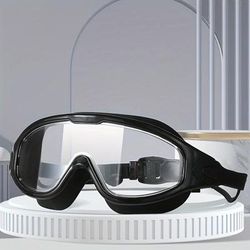 TEMU Adult Swimming Goggles With Earplugs - Clear Waterproof Swim Glasses, Age 14+ (pack Of 1, Black)