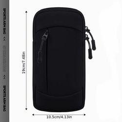 TEMU 1pc Sports Waterproof Arm Phone Bag, Solid Color Polyester Fiber, Zipper Closure, Universal Fit For Running, Hiking, Fitness - Adjustable Wristband Mobile Pouch