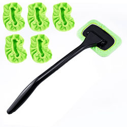TEMU Set Of 6 Windshield Cleaning Tools Windshield Cleaning Rod Car Window Cleaner, 5pcs Set Of Reusable Car Upholstery Cloth Pad, Cleaning Brush