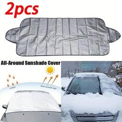 TEMU 2pcs 70cmx150cm Car Windscreen Windshield Frost Cover Window Mirror Protector