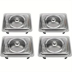 TEMU 8pcs Stainless Steel Food Warmer Set, Rectangle Chafing Dish Buffet Set, For Restaurant Catering Parties Weddings