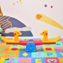 TEMU For Children, With Handles For 1-4 Years, Indoor Outdoor With 2 Seats, Multicolour