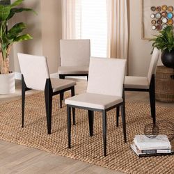 Bishop Industrial Fabric and Metal Dining Chair by Wholesale Interiors INC in Beige (Size ONE SIZE)