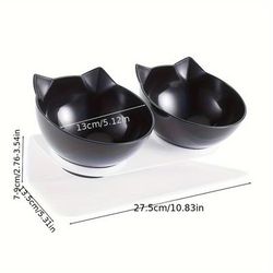 TEMU Pet Bowl Cat Bowl Dog Elevated Feeder Food Water High-foot Tilted Stand Bowl 15°