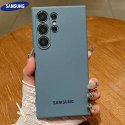 Official Liquid Silicone Shockproof Soft Case Samsung Galaxy S25 S24 S23 S22 S21 Ultra Plus S23 FE Solid Color Protection Cover