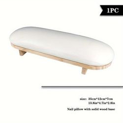 TEMU Solid Wood Nail Art Hand Rest, Ergonomic Manicure Cushion With Base For Salon Use, Tools