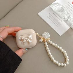TEMU Bow Headphone Case, Handmade Headphone Case, Hanging Chain Headphone Case, Cute Headphone Case, Beauty Protection Case, For /3/pro/pro 2/airpods 4