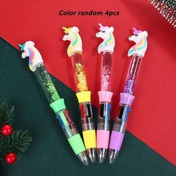 TEMU 4-pack Unicorn Glitter Gel Pens, Assorted Colors, Point Ballpoint Pens, No Battery Needed, Featherless, For Gifts And Stationery