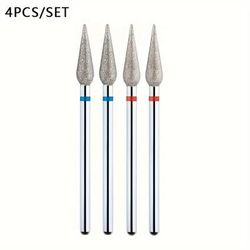 TEMU 4pcs Carbide Diamond Bit Set For Nail Drill - Ablinsite Hypoallergenic Cuticle Cleaner Burr For Manicure - Rust-proof Nail Care Accessories