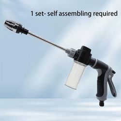 "TEMU High-pressure Car Wash Water Gun - Versatile Garden Hose Nozzle With Adjustable Rod & Copper-plated Tip, 3/4" & 1/2" Quick"