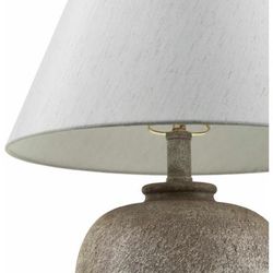 Montecanal 21"H x 14"W x 14"D Traditional Light Gray/Beige/Metallic - Brass/Translucent Table Lamp - Boutique Rugs
