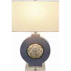 Novodvinsk 24"H x 14"W x 14"D Modern Ice Blue/White/Clear/Metallic - Nickel/Translucent Table Lamp - Boutique Rugs