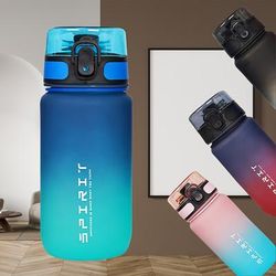 TEMU 600ml Gradient Fitness Water Bottle With Time Marker - Leak-proof, Durable Pc Material For Cycling & Running